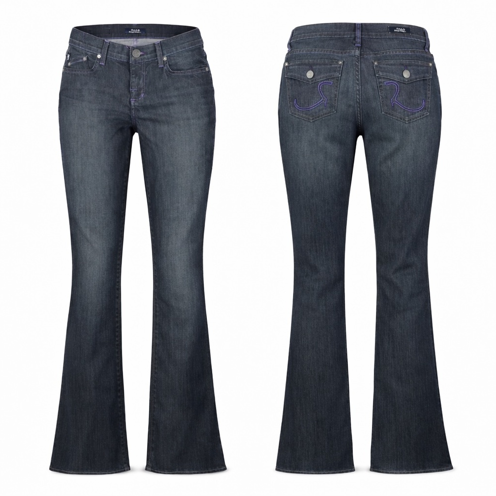 Rock & Republic Bootcut Stretch Jeans Contrast Stitch Modern Classic Dark Wash